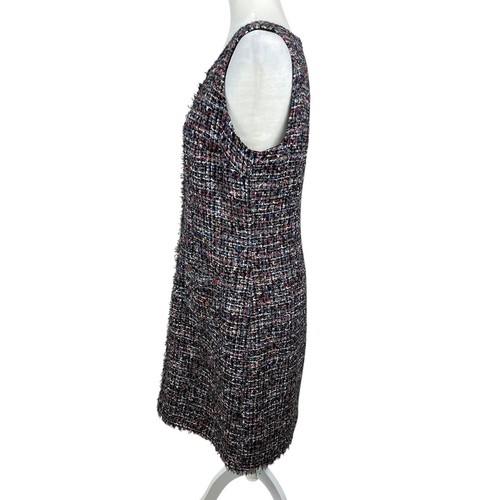 Talbots Tweed Sleeveless Sheath Dress Fringe Metallic Classic Career Multi Sz 8 - Picture 6 of 14