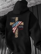 Men'S Stand for the Flag Kneel for the Cross Hooded Sweatshirt - Vintage America