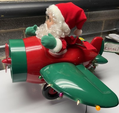 Santa's Best Animated Christmas Santa In A Plane Very Rare Excellent Working Box