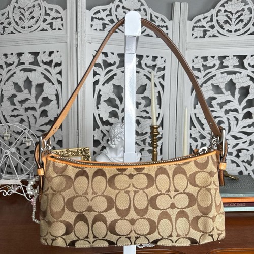 Coach One-Shoulder Bag, Accessory Pouch Signature Model 6371 Canvas Brown - Picture 6 of 7