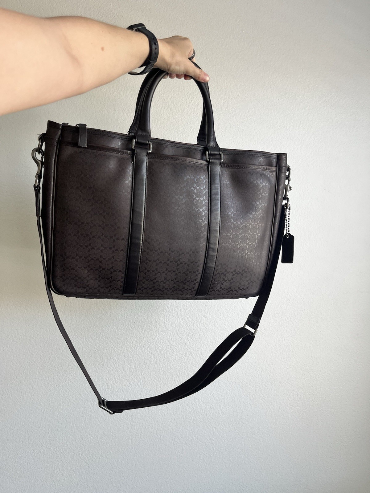 Coach Signature Print and Leather Dark Brown Brief Case image 2