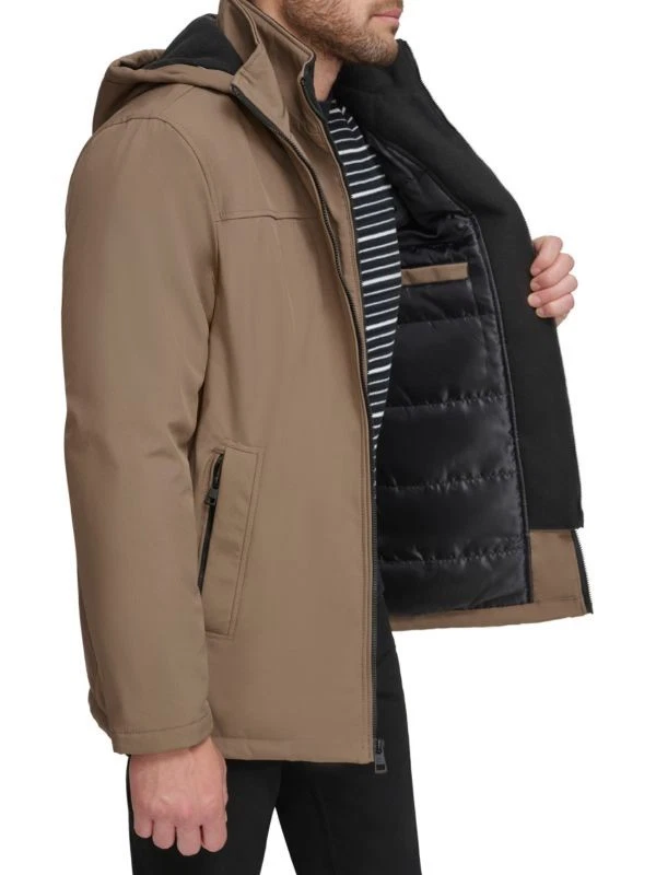 NUEVO CON ETIQUETAS Calvin Klein Hombres Imitación Piel Forrada Babero Chaqueta Elástica Infinita Talla Mediana  Foto 3 de 4