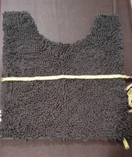 Chenille contour toilet rug dark grey charcoal, non slip grip back, new 22x25