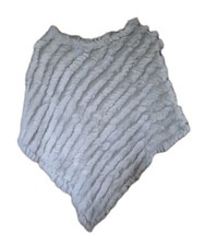 Scialle poncho vera pelliccia di coniglio 100% lapin vera pelliccia avvolgente avorio