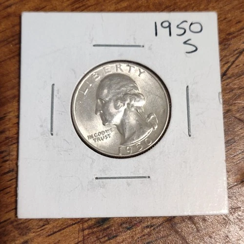 1950 Washington Quarter San Francisco Silver Uncirculated US Coin 25C