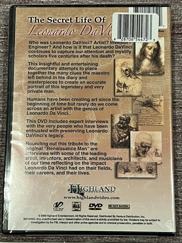 The Secret Life of Leonardo Da Vinci ( DVD , 2005 ) Brand New & Sealed Media ! - Picture 3 of 3