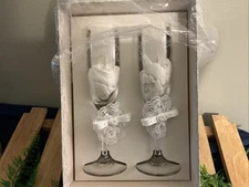 Bride and groom wine glasses white letter bride, and groom on glass