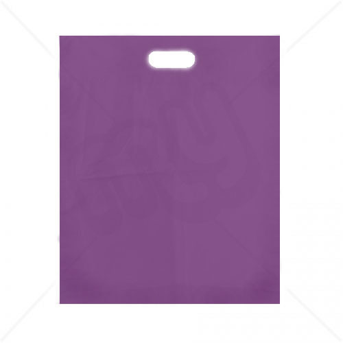 Sacs de transport violets 15 x 18 x 3 pouces poignée patch shopping plastique 100 500 1000 - Photo 1/2