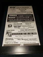 AC/DC, Genesis, Zebra, Robert Plant Rare Original Radio Promo Poster Ad Framed!