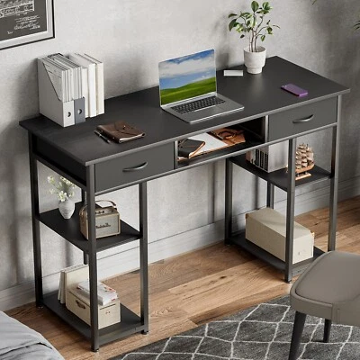 SMUG 32/48-inch Computer Desk With 2 Fabric Drawers Storage, Keyboard Tray Included