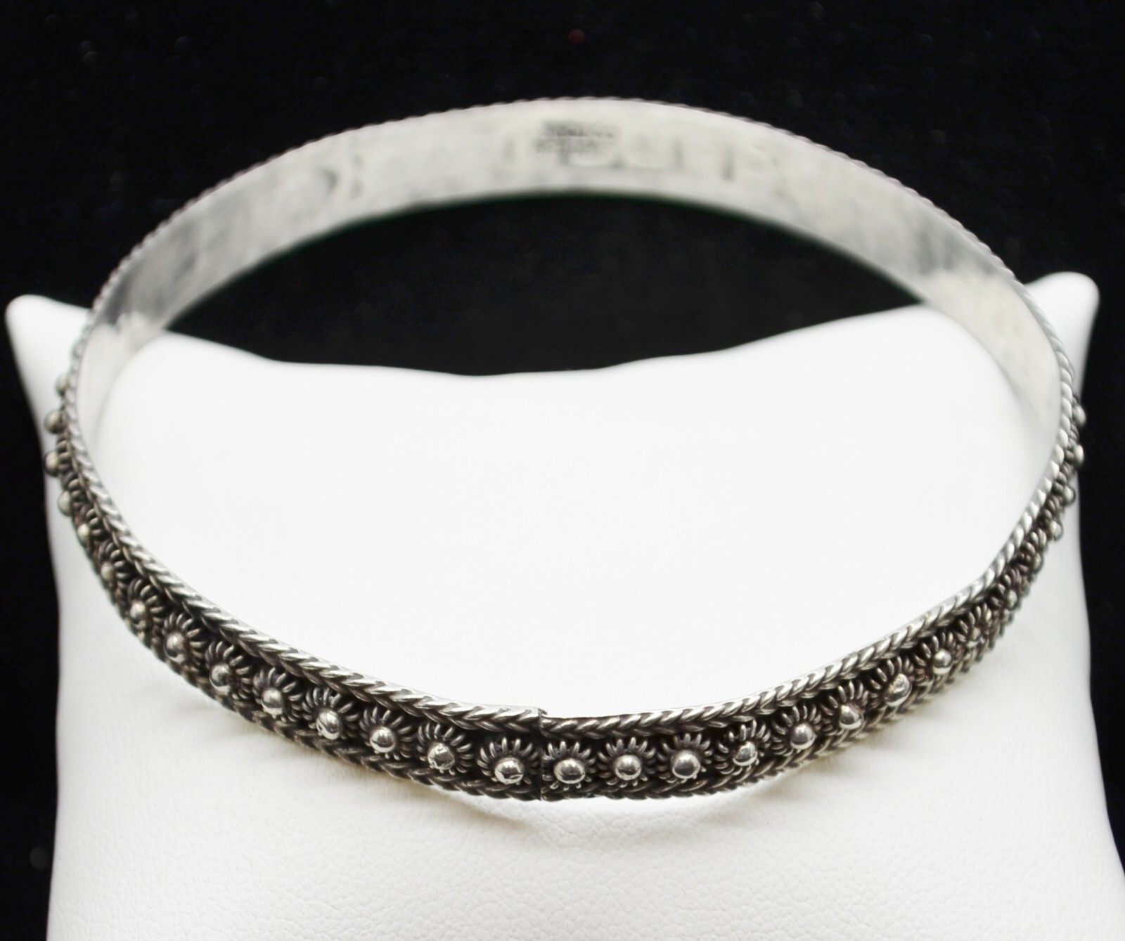 Sterling Silver Pretty Flower Patterned Cuff Brac… - image 1