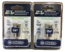 2 Pack Stay Sharp 3/4” Diamond Grit Hole Saw, EAB Tool 2055003 1/4” Shank