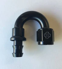 W511 -6 AN 6 AN 180° Degree Push-On Hose End fittings Push Lock Aluminum BLACK