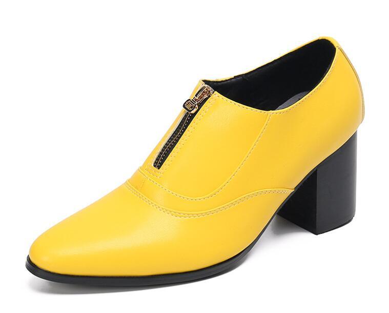 Para hombres Nuevos Moda Británica Puntera Puntera Puntera Puntiaguda Zapatos de Cuero Juvenil Bloque Tacón Alto