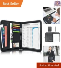 Faux Leather Padfolio 13.5"x10" with Zipper Closure for Office & Travel