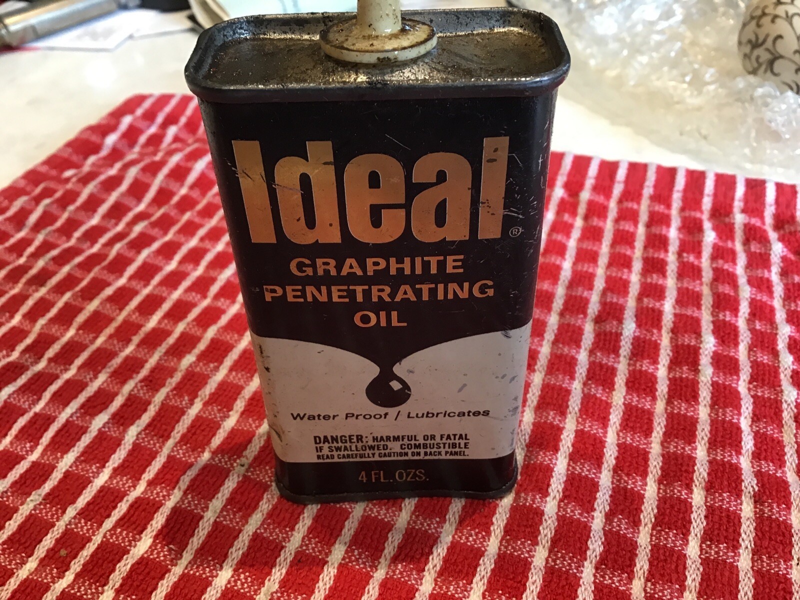 Vintage Ideal graphite oil black white gold lettering rare can eBay