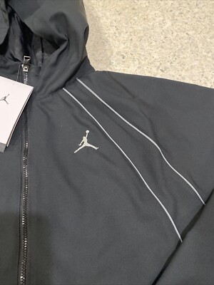 NWT Nike Women's Air Jordan Woven Lined Black Jacket Sz L