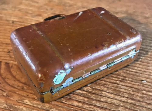 Vintage Suitcase Travelling Writing Set Miniature Metal Case Inkwell Pencil Set - Picture 6 of 12