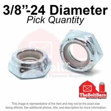 3/8"-24 Grade A Nylon Insert Hex Jam Lock Nuts Zinc FINE Nylok (Pick Quantity)
