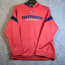 NFL Rebook Hombres Sudadera Roja L 14/16 Equipo Ropa Sudadera con Capucha Patriots Fútbol
