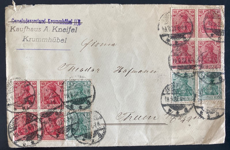 1922 Krummhbel Germany Early Inflation Rate Cover To Thum