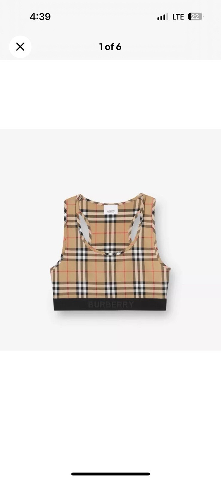 Burberry Crop Top/ Bra Top (M)-image