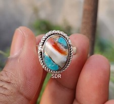 Oyster Turquoise925 Sterling silver Band Statement Ring Handmade Ring All Size
