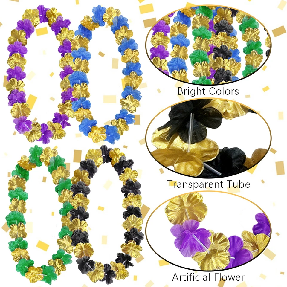 20 peças colar de formatura Havaí festa flor Leis favor 4 cores para decoração de festa - Imagem 3 de 4