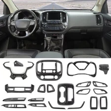 21pc Black Wood Full Kit Interior Console Dash Cover Trim For Chevy Colorado 14+