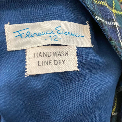 Florence Eiseman Girls size 12 Plaid Jumper Dress Tartan Blue Green Tie Waist - Picture 5 of 7