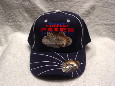 BASS FISH PERFECT CATCH FISHERMAN OUTDOOR BASEBALL CAP ( DARK BLUE )