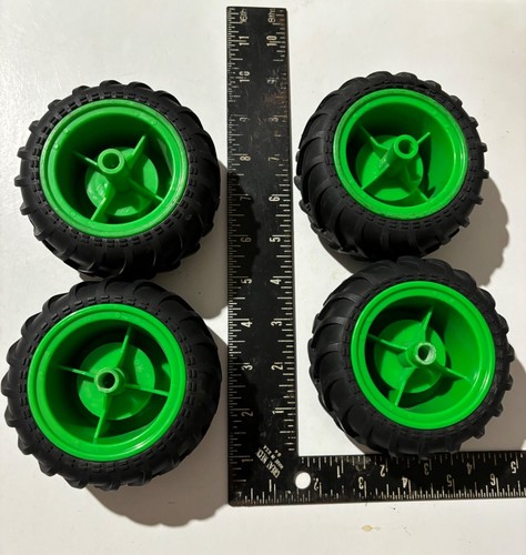 Spin Master 66801 Grave Digger RC Rubber Tires & Wheels ONLY PARTS 1/15 - Picture 2 of 3