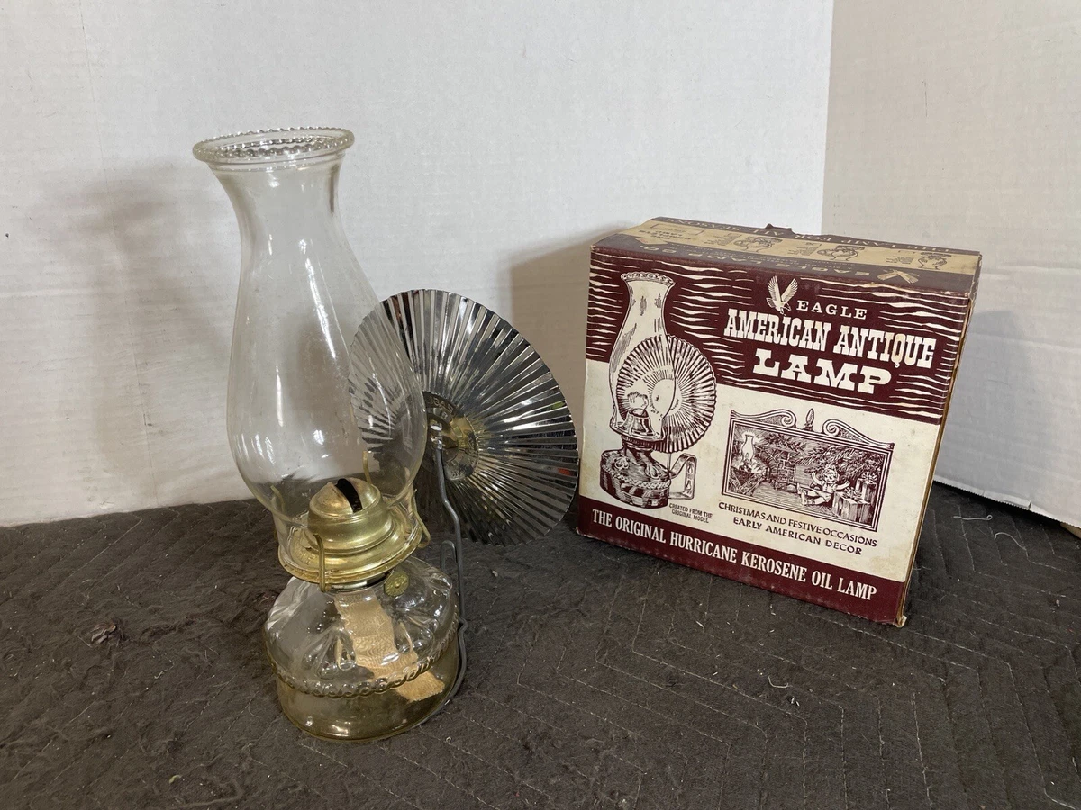 Antique Eagle Brand Kerosene Oil Hurricane Lamp In Original Box