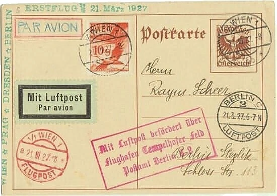 Aviation Postal History Austrian Stamps
