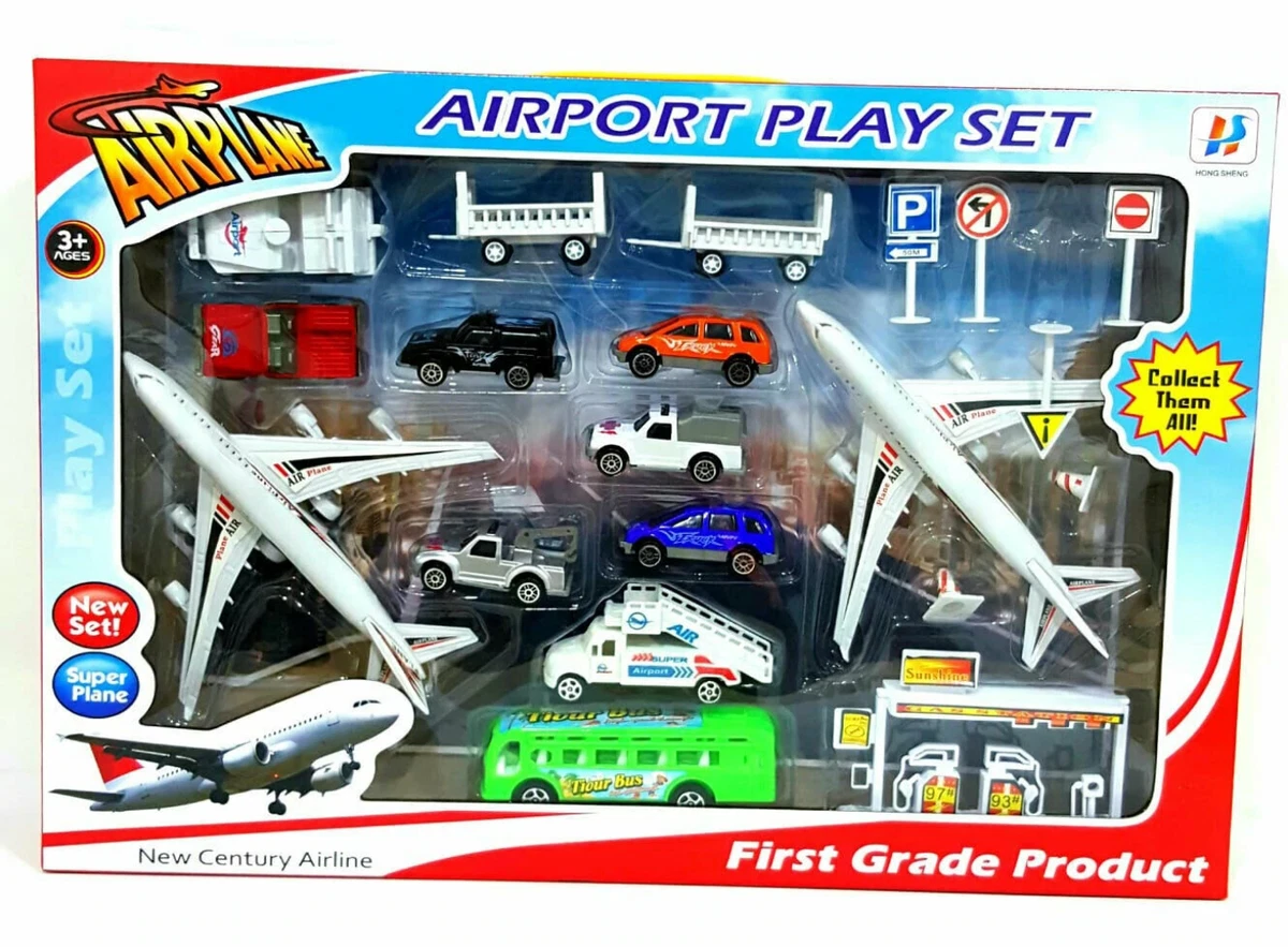 Kids Airport Play Set airplane Toy Airline Cargo Vehicle Great gift pack