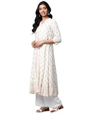 YASH GALLERY Women's Rayon Ikat Printed Anarkali Kurta