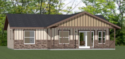 36x24 House -- 2 Bedroom 1 Bath -- 864 sq ft -- PDF Floor Plan -- Model 2B