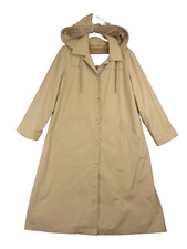 Vintage London Fog Tan Trench Coat with Detachable Faux Fur Lining Hood Sz 18
