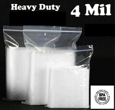 Zip Seal Plastic Bags Heavy Duty 4Mil Clear Reclosable Top Lock Baggies 4 Mil