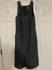 Ann Taylor Sheath Dress Womens Size 8 Black White Tweed Lined Sleeveless