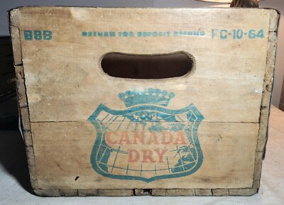 VINTAGE CANADA DRY GINGER ALE SODA ADVERTISING WOODEN CRATE BOX