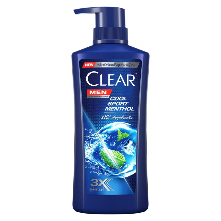 Clear Men Shampoo Anti-Dandruff Cool Sport Menthol 360ml pack of 3 bottles