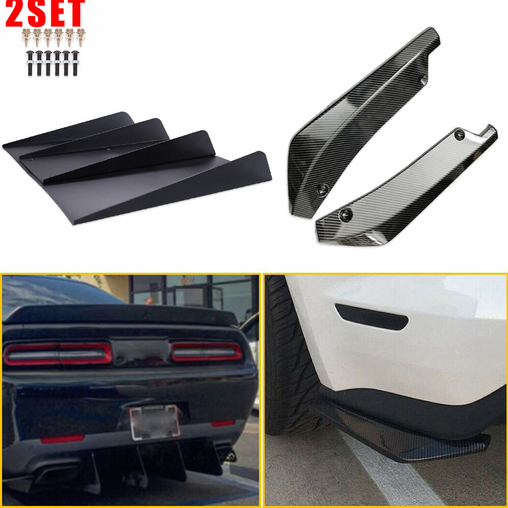 2-Piece Rear Bumper Diffuser with Shark Fin Spoiler & Carbon Fiber Lip