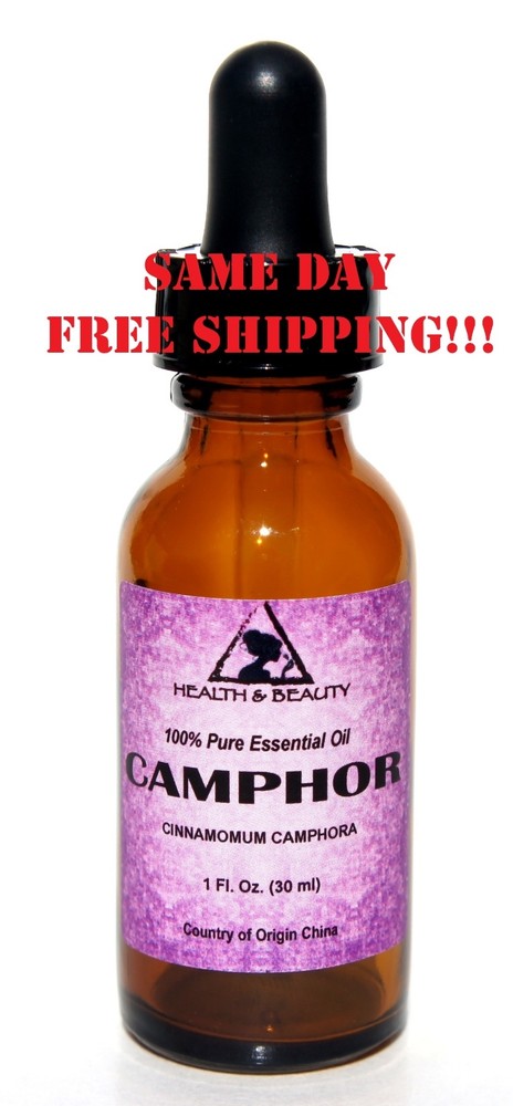 CAMPHOR ESSENTIAL OIL by H&B Oils Center AROMATHERAPY GLASS DROPPER 1 OZ, 30 ml