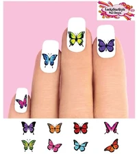Waterslide Butterfly Nail Decals Set of 48 - Colorful Butterflies Assorted