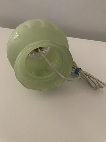 Very Rare Vintage Frosted Mint Green Etched Globe Hurricane Electric Lamp - Picture 9 of 12