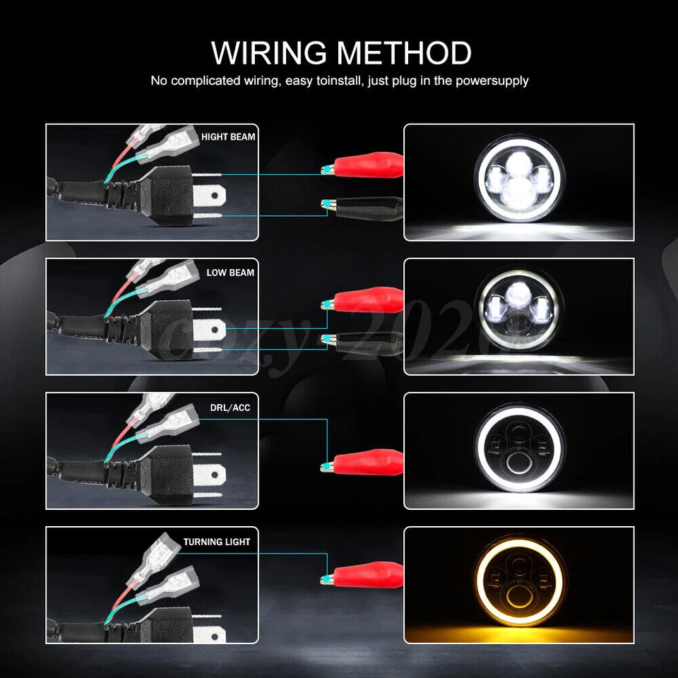 7" inch LED Headlights For 2002 2003 2004 2005 2006 Mercedes Benz G500 G55 AMG - Imagem 2 de 4