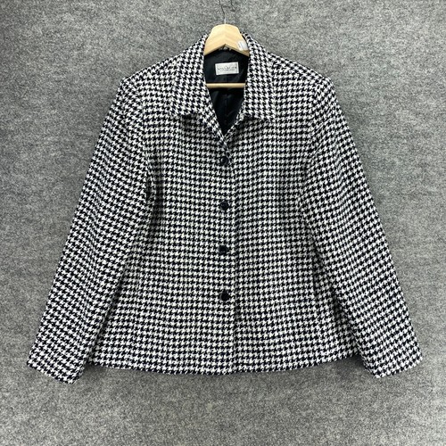 Villager Blazer Damen 16 Schwarz Geometrisch Knopfleiste Kragen Langarm Gefüttert