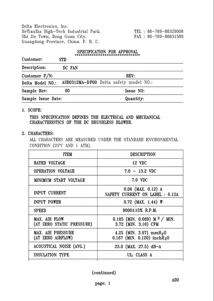 Delta 3-Pin Fan - ASB0312MA-DF00 - 30mm x 30mm x 10mm - PWM - Image 4 of 4