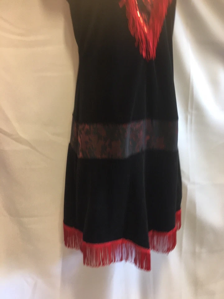 Vestido años 20 - Terciopelo negro/rojo - XS Reino Unido 6/8  Foto 2 de 4